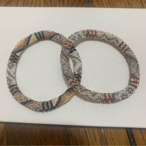 2 Multicolor Beaded glass Bracelets